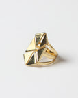 Anillo Dorado Hexagonal con Triangulos