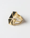 Anillo Dorado Hexagonal con Triangulos