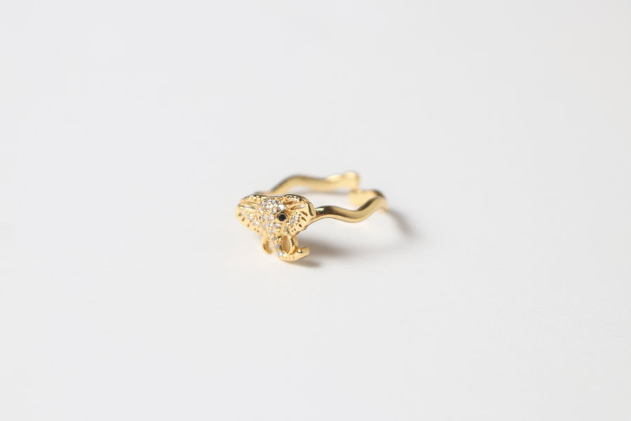 Anillo Elefante Dorado con Zirconia
