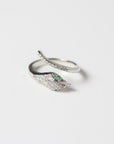 Anillo Serpiente Ajustable con Zirconia Verde