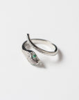Anillo Serpiente Ajustable con Zirconia Verde