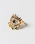 Anillo Ojo Turco con Zirconias de Colores