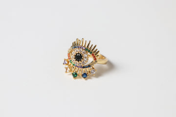 Anillo Ojo Turco con Zirconias de Colores