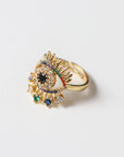 Anillo Ojo Turco con Zirconias de Colores