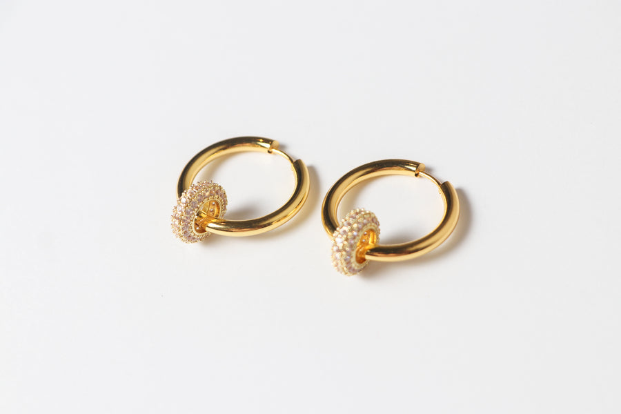 Arracada Colgante Circular con Zirconia