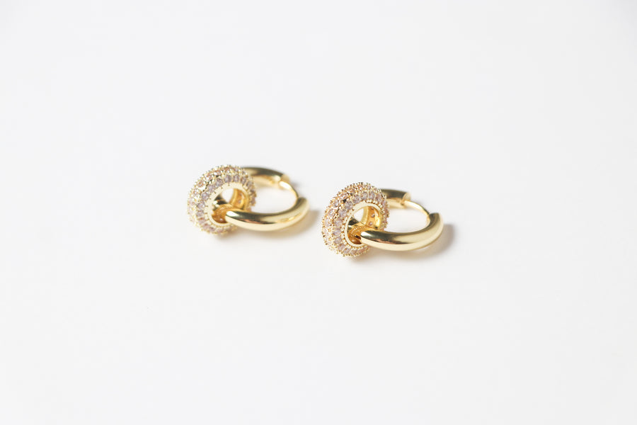 Arracada Colgante Circular con Zirconia