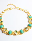 Collar piedras turquesa con cristales verdes y blancos