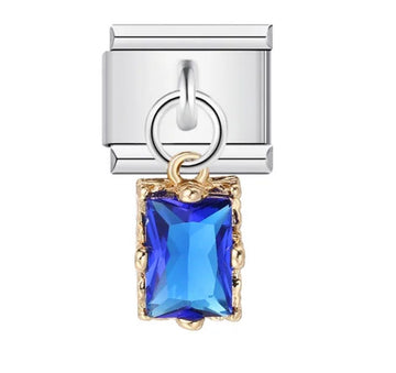 Charm rectangular azul colgante