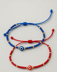 Pulsera de hilo ojo turco con cuentas doradas