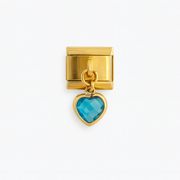Charm Dorado corazón azul colgante