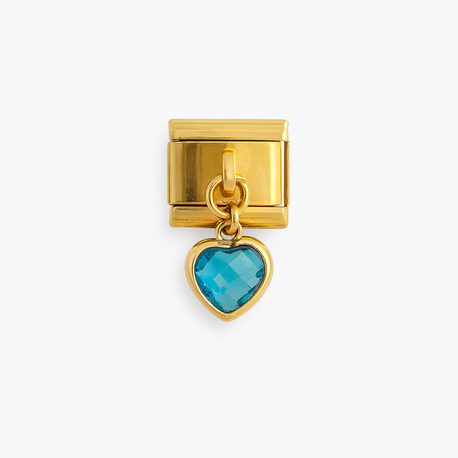 Charm Dorado corazón azul colgante