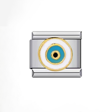 Charm plateado Ojo Turco Blanco